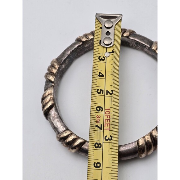 Brian Bergner 925 Silver And Gold Plate Crosshatch Bangle - Picture 3 of 9